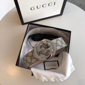 Gucci GG Supreme belt with G buckle Beige/Blue