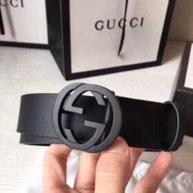 Gucci Belt With Interlocking G Black Buckle