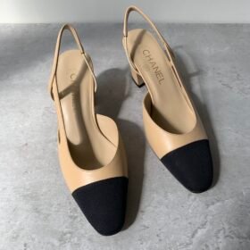 Chanel Beige Black Two-Tone Slingback Pump