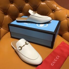 Gucci White Princetown Leather Mules