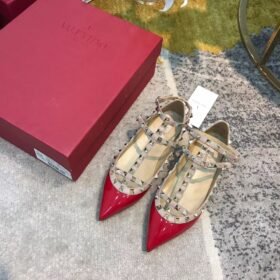 Valentino Rockstud Ballet Flats Red