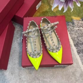 Valentino Rockstud Ballet Flats Yellow