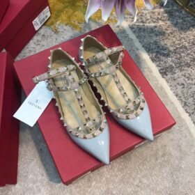 Valentino Rockstud Ballet Flats Light Grey