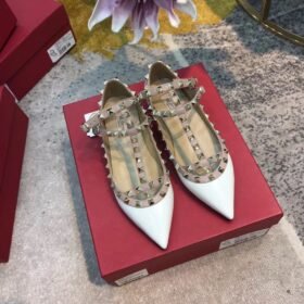 Valentino Rockstud Ballet Flats White