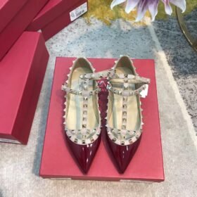 Valentino Rockstud Ballet Flats Burgundy