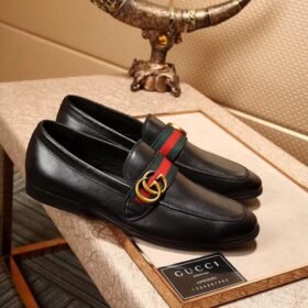 Gucci Leather Loafer With GG Web