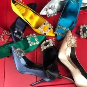 Roger Vivier Flower Strass Buckle Satin Heels 6.5cm 10cm