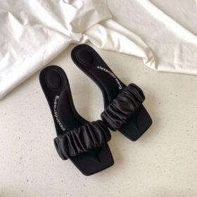 Alexander Wang Jessie Scrunchie Slide Sandal In Satin