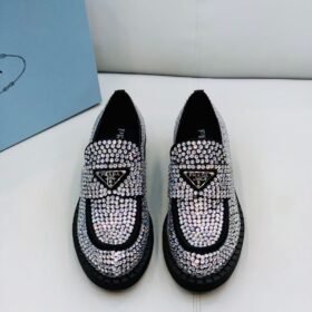 Prada Satin Loafers With Crystal