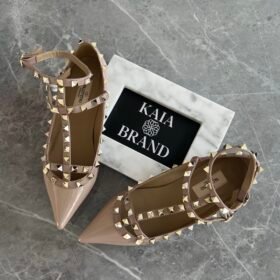 Valentino Rockstud Ballet Flats Nude