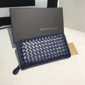 BV Intrecciato Zipper Long Wallet