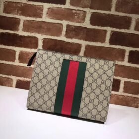 Gucci GG Supreme Web Pouch Beige/Ebony