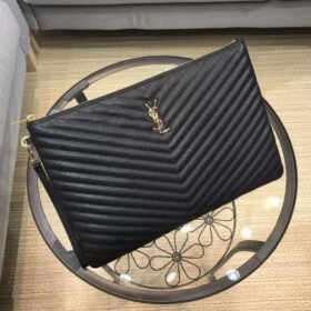 YSL Monogram Large Pouch Black GHW