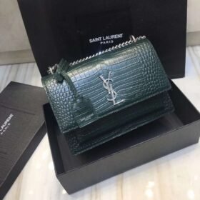 Saint Laurent Sunset Croco Green Medium