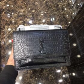 Saint Laurent Sunset Croco Black Medium