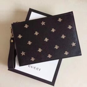 Gucci Bee Star Leather Pouch