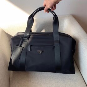 Prada Nylon and Saffiano Leather Duffle Bag