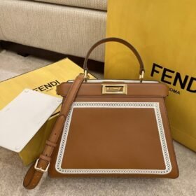 Fendi Peekaboo Iseeu Medium Embroidered Brown Leather Bag