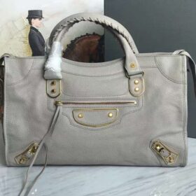 Balenciaga Classic City Lambskin Metallic Egde Grey