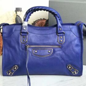 Balenciaga Classic City Lambskin Metallic Egde Blue