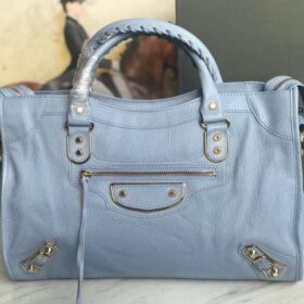 Balenciaga Classic City Lambskin Metallic Egde Light Blue