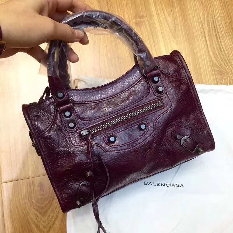 Balenciaga Classic City Mini Lambskin Bordeaux - Kaia Brand