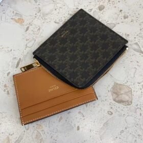 Celine Coin Card Pouch In Triomphe Canvas