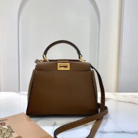 Fendi Peekaboo Grained Calfskin Mini Brown