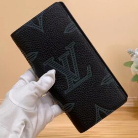 LV Brazza Wallet Taurillon Shadow Leather