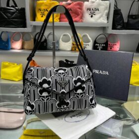 Prada Signaux Bag Jacquard Knit And Leather