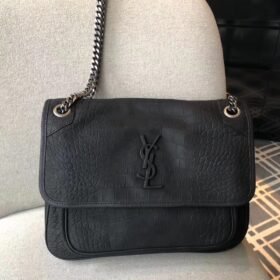 Saint Laurent Niki Medium Embossed Crocodile Black