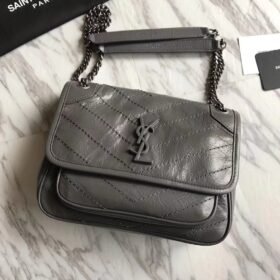 Saint Laurent Niki Baby Vintage Leather Grey