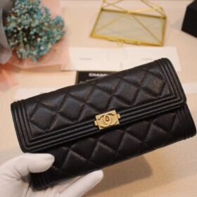 Chanel Boy Black Caviar Long Wallet