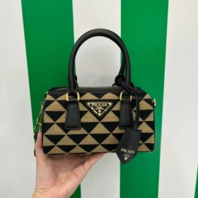 Prada Symbole Jacquard Fabric Top Handle Bag