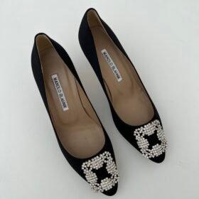 Manolo Blahnik Hangisi Black Satin