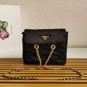 Prada Tessuto Flap Nylon Shoulder Bag With Chain Strap