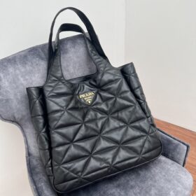 Prada Large Nappa Leather Tote Bag With Topstitching