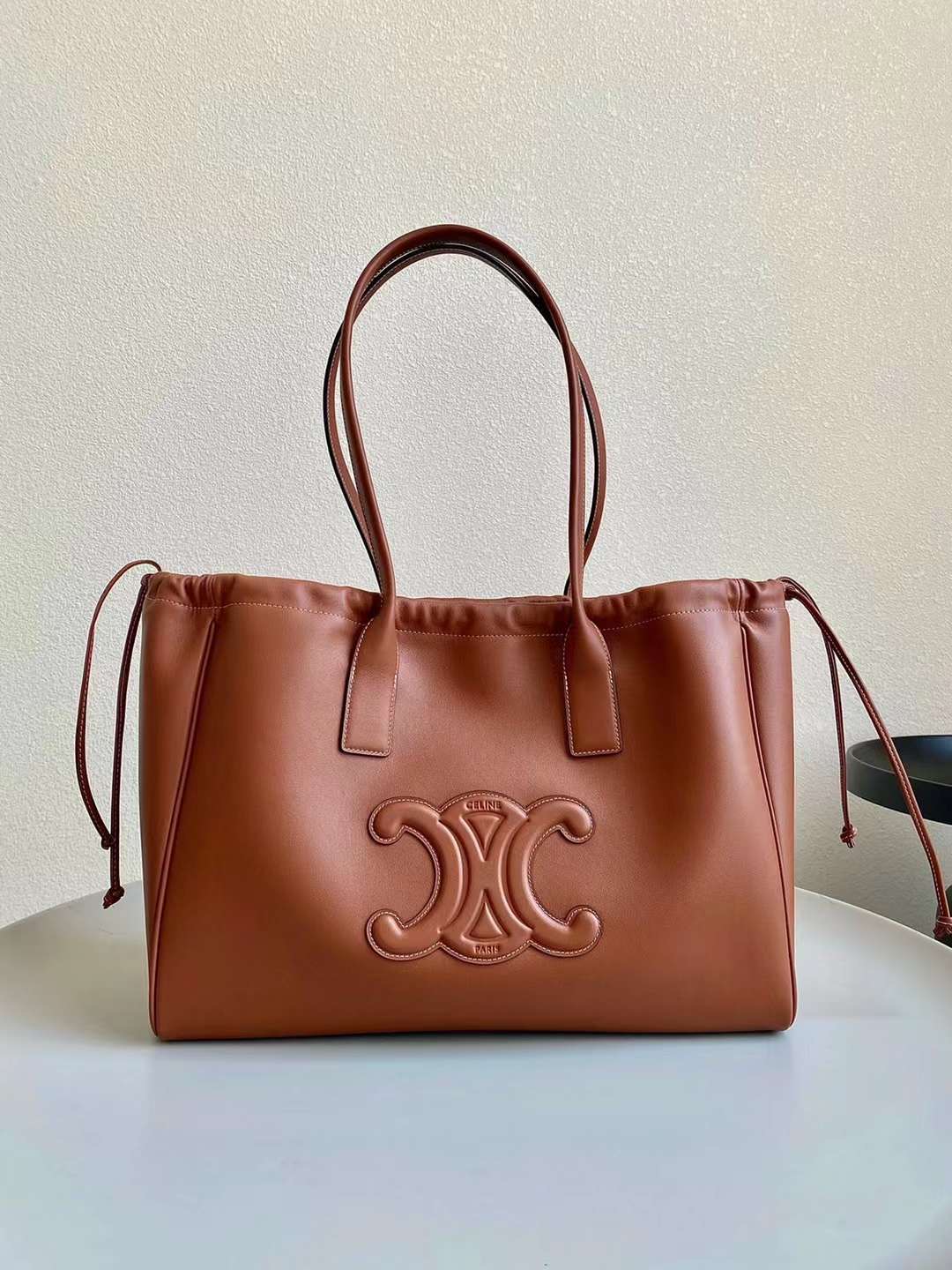 Celine Cabas Drawstring Cuir Triomphe Tote Bag - Kaia Brand