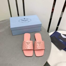 Prada Ostrich Leather Slides