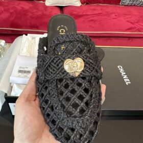 Chanel Braided Raffia Mules