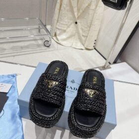 Prada Raffia Slide Sandal