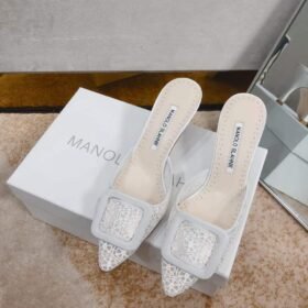 Manolo Blahnik Maysale Kitten Heel Mules