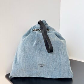 Balenciaga Medium Crush Denim Tote Bag