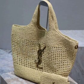 YSL Icare Maxi Raffia Shopping Bag