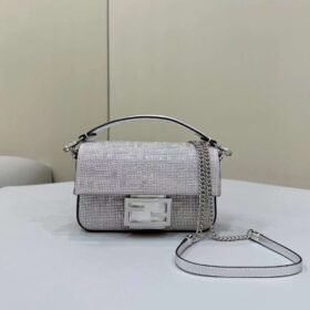 Fendi Baguette Mini Silver Crystal FF Motif