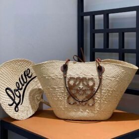 Loewe Woven Raffia Tote Bag