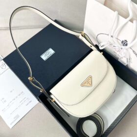 Prada Arqué Leather Shoulder Bag With Flap