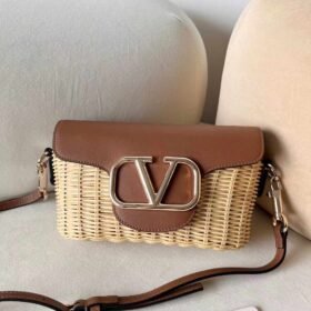 Valentino Locò Straw Shoulder Bag