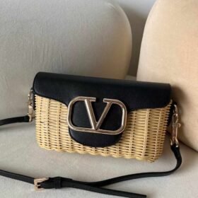 Valentino Locò Straw Shoulder Bag