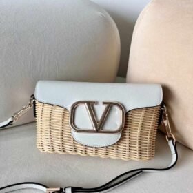 Valentino Locò Straw Shoulder Bag